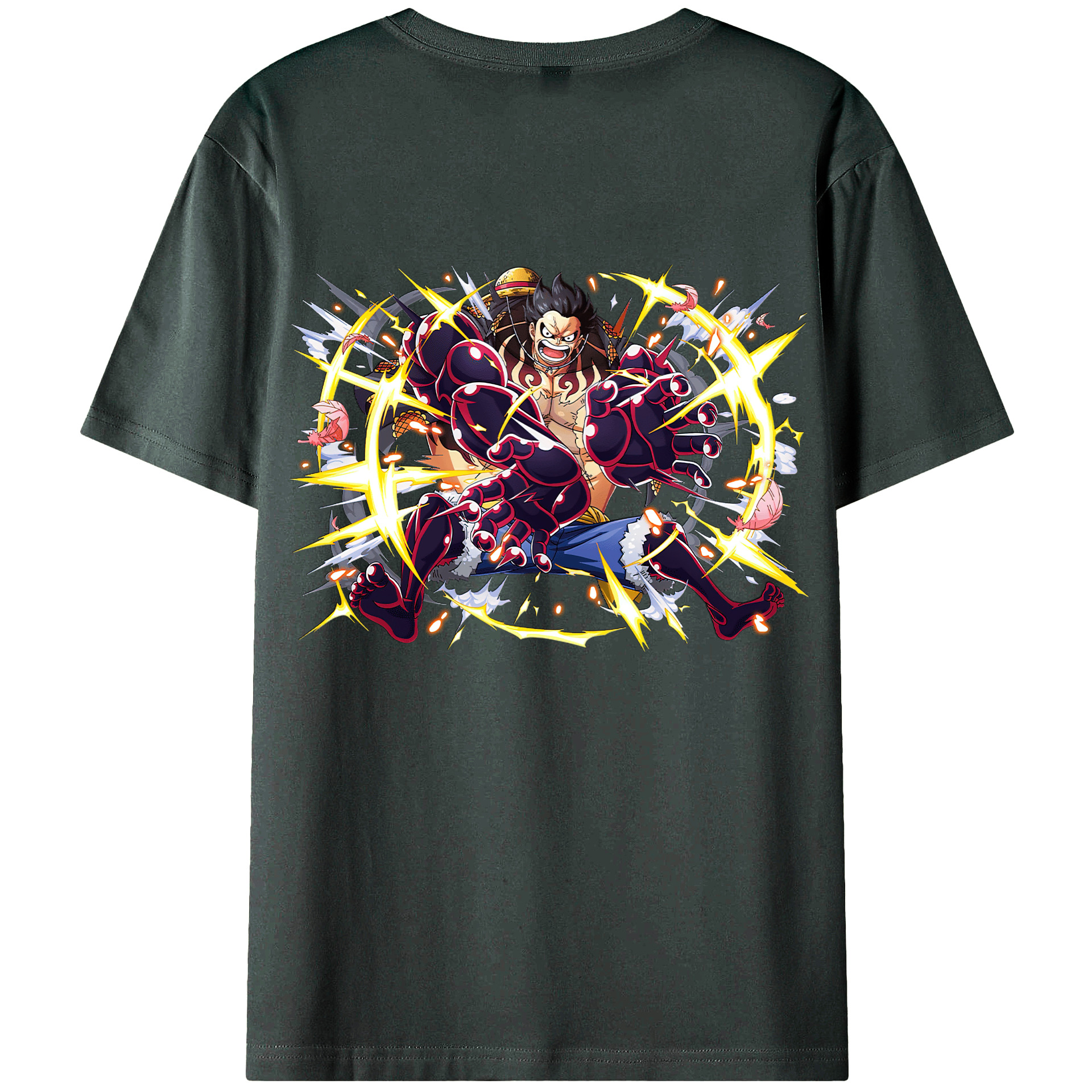 ワンピース モンキー・D・ルフィ ONE PIECE Monkey D. Luffy 綿100％ メンズ半袖Tシャツ（バックプリント） 通気性